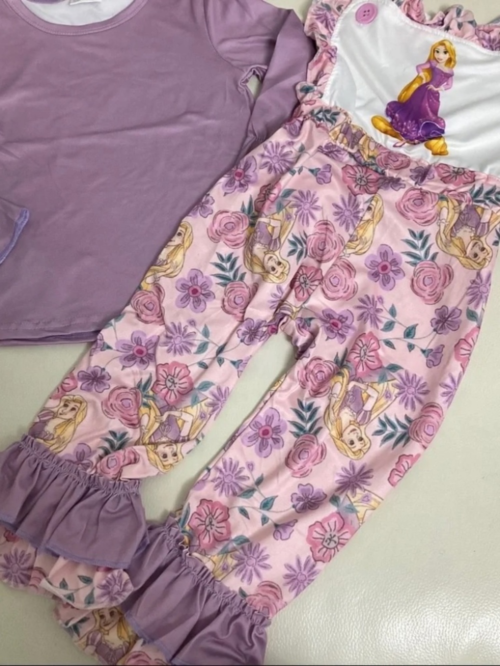 Boutique Rapunzel Romper long ruffle sleeve set - Picture 4 of 6